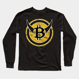 Bitcoin Logo Vintage Bull HODL Cryptocurrency Trading Long Sleeve T-Shirt